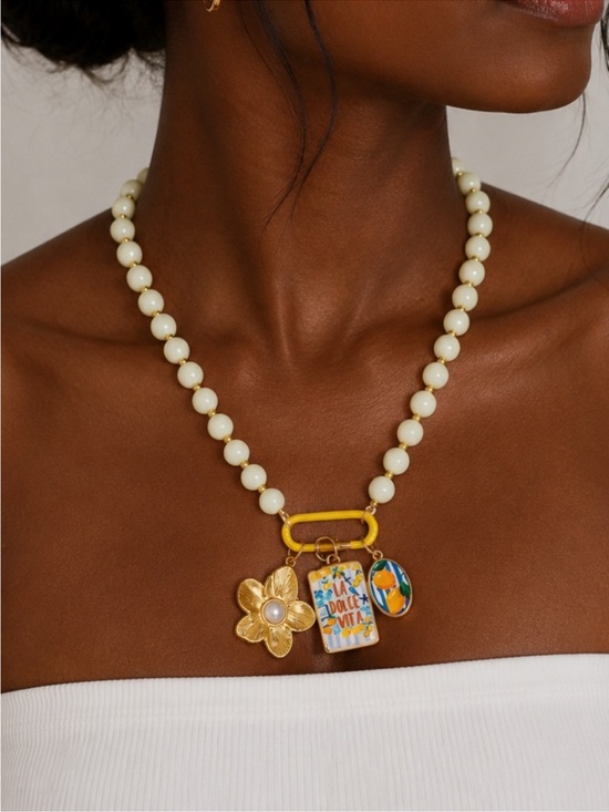 Anthropologie Jewelry - New! Coastal La Dolce Vita Yellow Carabiner Necklace NWOT